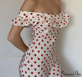 Red Polka Dot Charming Off Shoulder Maxi Dress