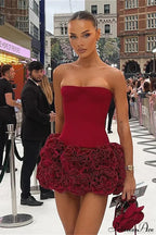 Red Strapless Bandage Bodycon Party Dress