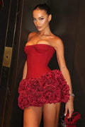 Red Strapless Bandage Bodycon Party Dress