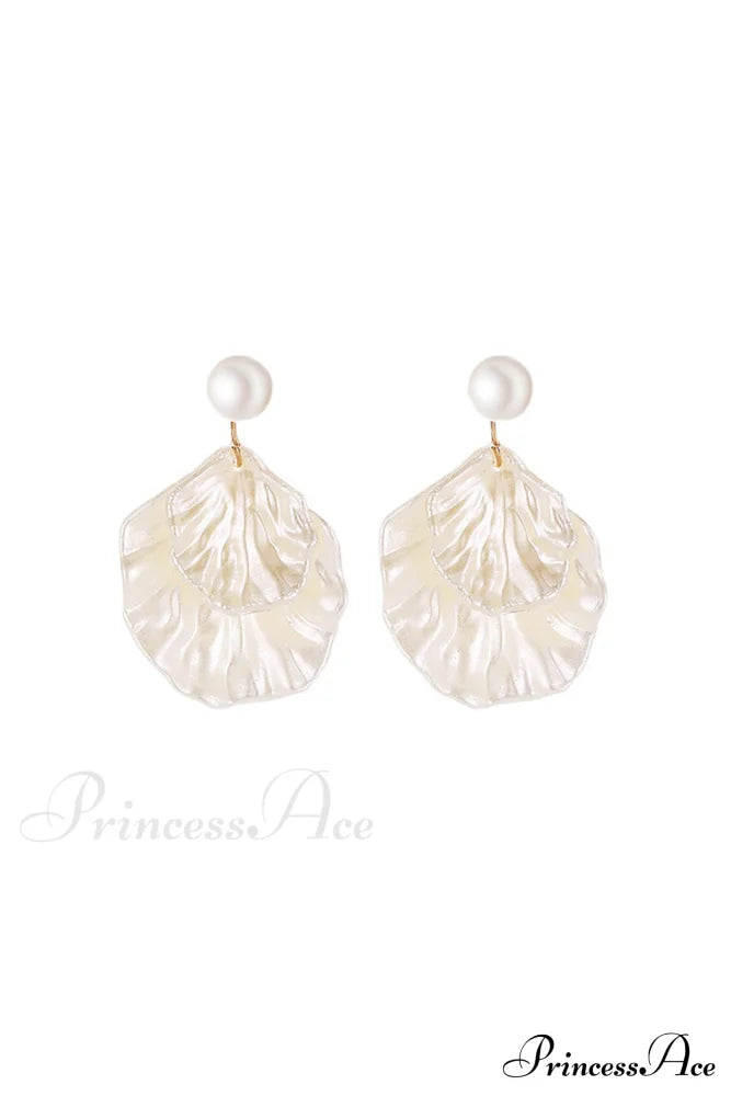 Resin Shell Earrings With Pearl Accent