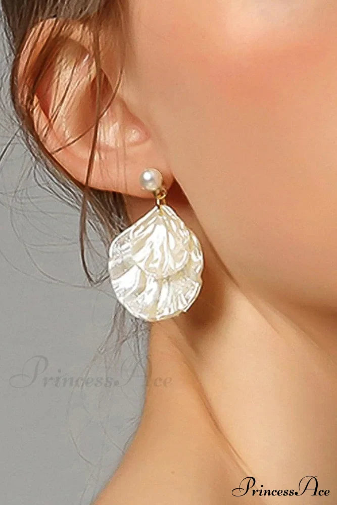 Resin Shell Earrings With Pearl Accent
