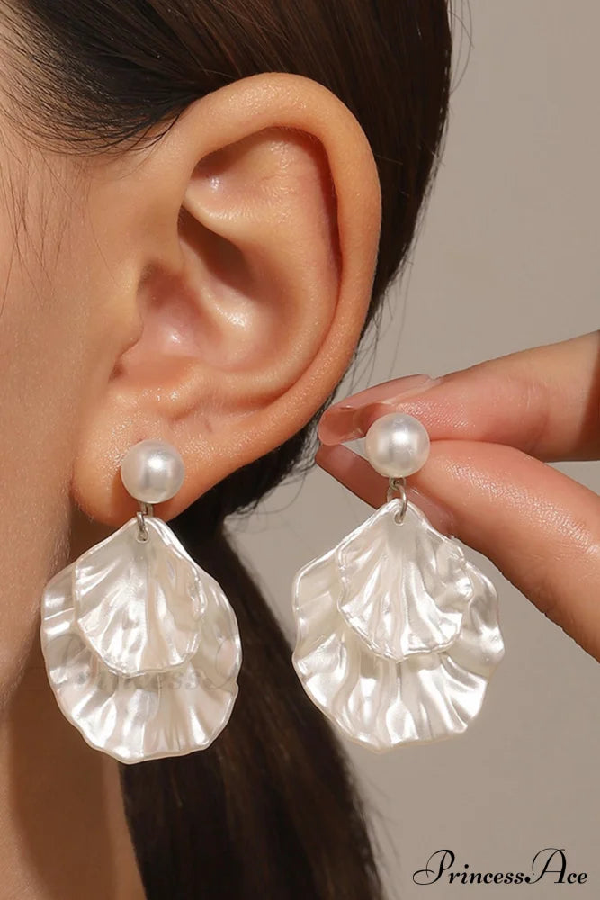 Resin Shell Earrings With Pearl Accent