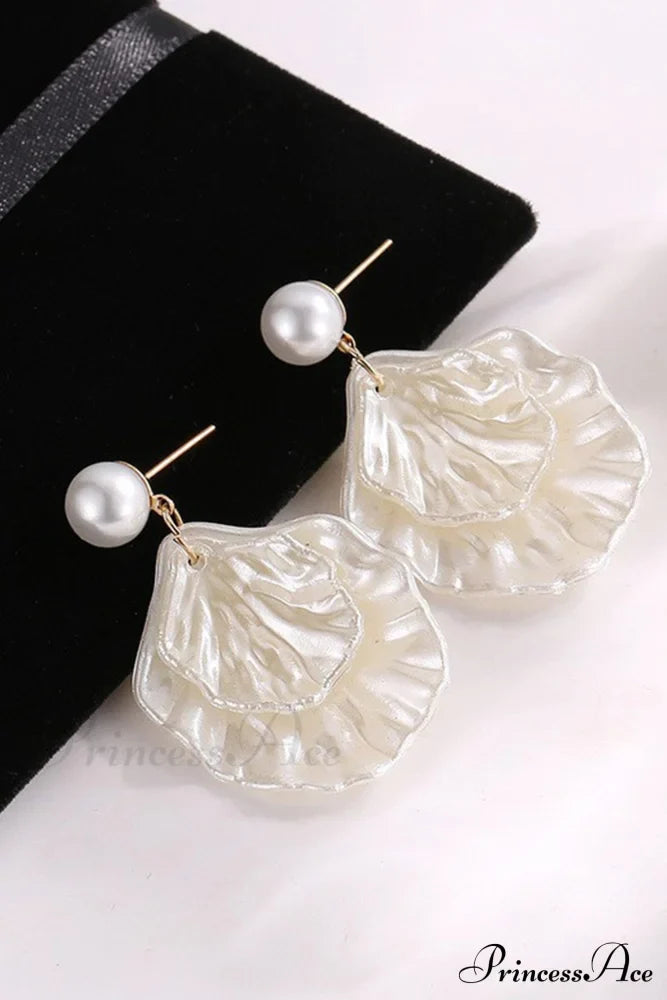 Resin Shell Earrings With Pearl Accent