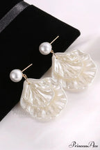 Resin Shell Earrings With Pearl Accent