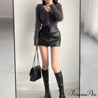 Retro High Waist A-Line Stylish Brown Elegant Skirt