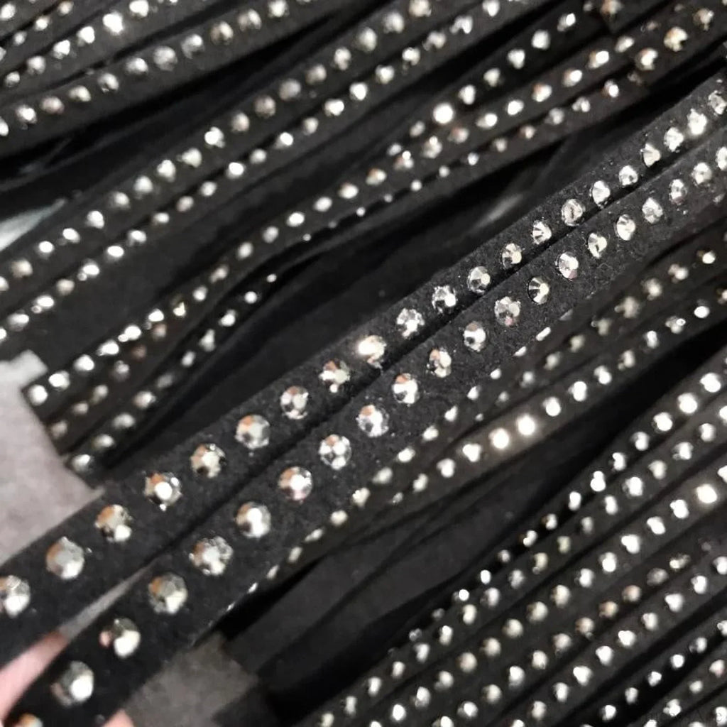 Rhinestones Tassel High Waist Belt Skirt