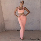 Ribbed Backless Crop Top Maxi Dress