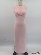 Ribbed Knit Bandeau Charming Sleeveless Midi Dress