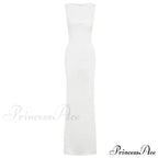 Ribbed Knit Bandeau Charming Sleeveless Midi Dress
