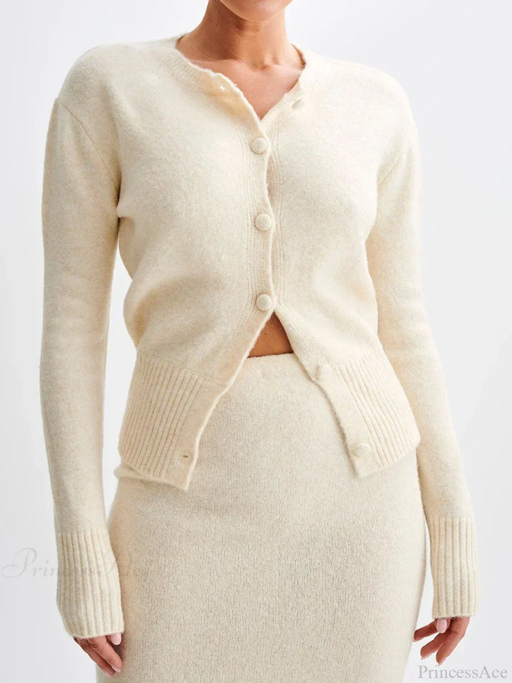 Ribbed Long Sleeve Button Cardigan