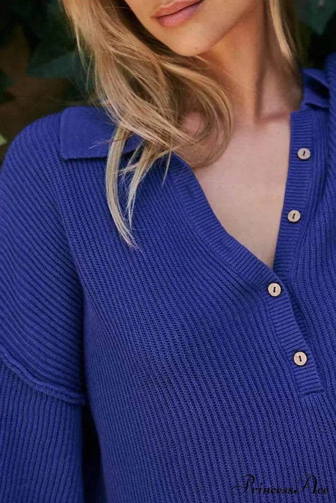 Ribbed Rompers With Lapel And Long Sleeves
