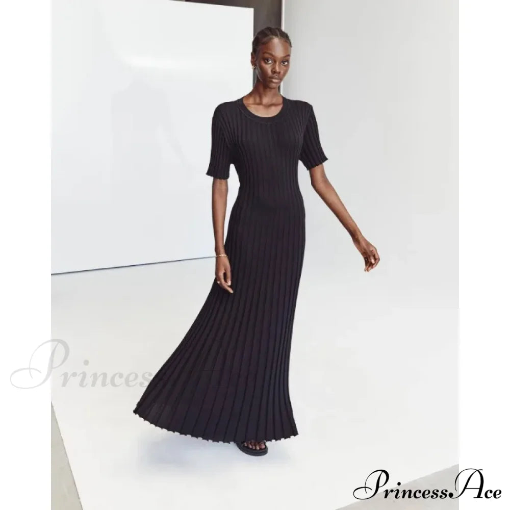 Ribbed Short Stylish Sleeve Maxi Dress&Nbsp;