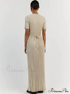 Ribbed Short Stylish Sleeve Maxi Dress&Nbsp;