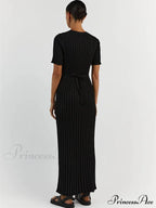Ribbed Short Stylish Sleeve Maxi Dress&Nbsp;