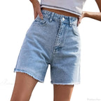 Ripped Hole Hem Denim Hotpants Short