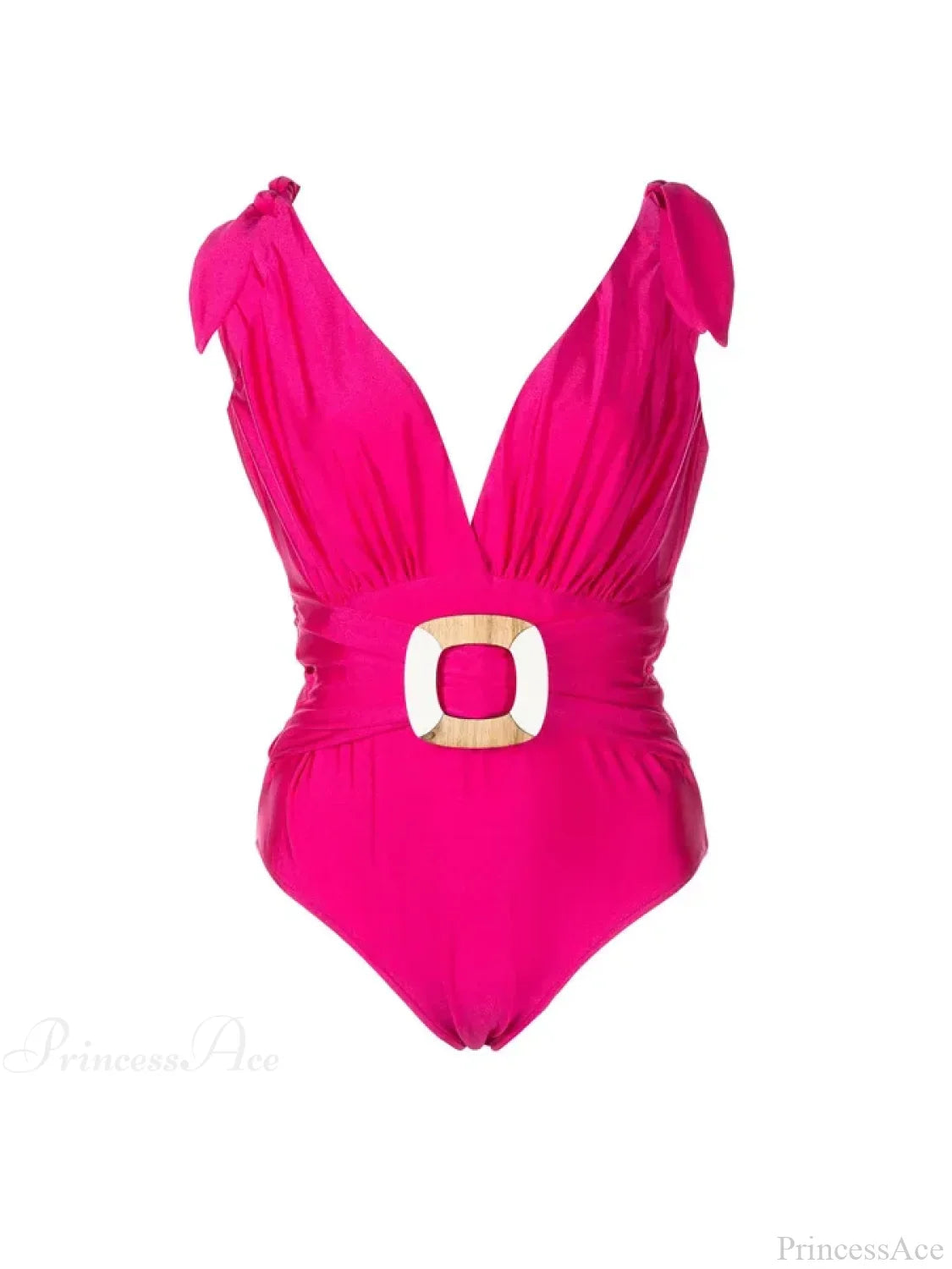 Rose Pink Deep V Swimsuit One Piece