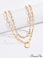 Round Charm Layered Necklace