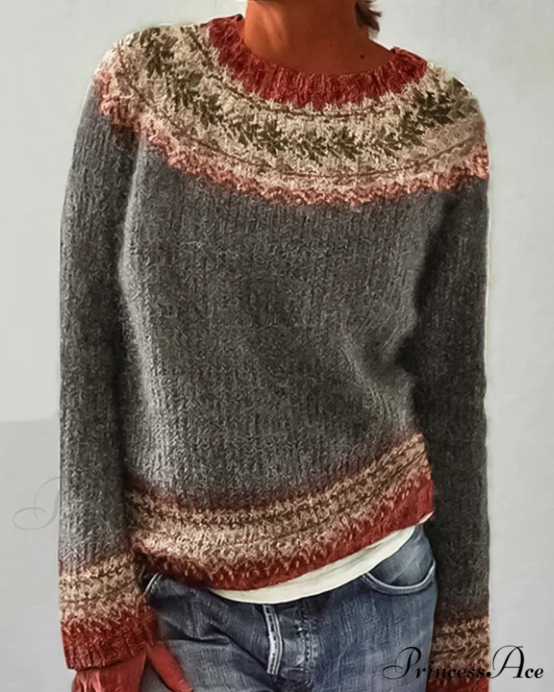 Round Colorblocked With Neck Sweater Design