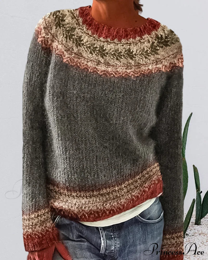 Round Colorblocked With Neck Sweater Design