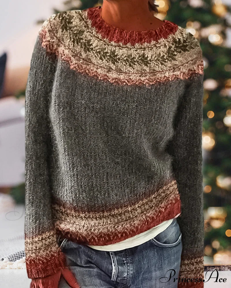 Round Colorblocked With Neck Sweater Design