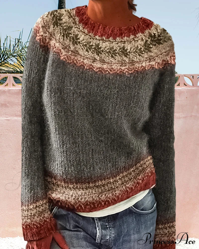 Round Colorblocked With Neck Sweater Design