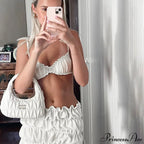 Ruched Bralette And Charming Mini Skirt Set