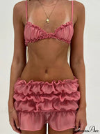 Ruched Bralette And Charming Mini Skirt Set