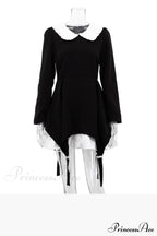 Ruched Fake Two-Pieces Dress With Doll Collar