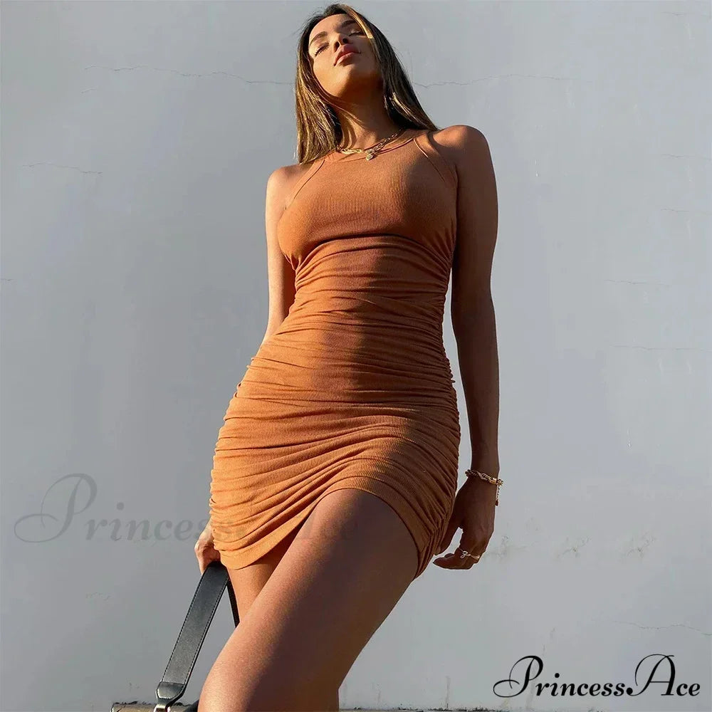 Ruched Club Party Sleeveless Mini Dress