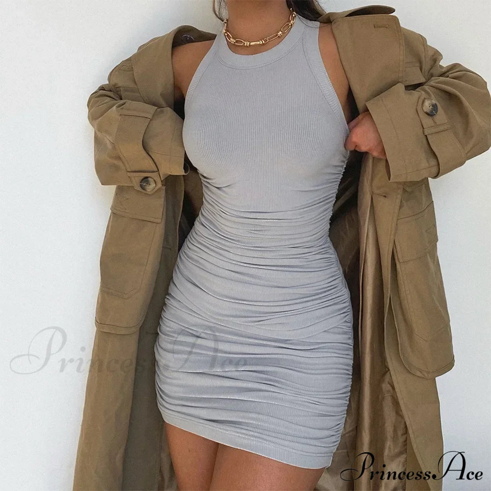 Ruched Club Party Sleeveless Mini Dress