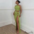 Ruched High Rise Maxi Dress