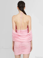 Ruched Off-Shoulder Black Party Dress