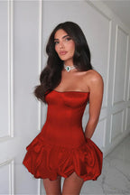 Ruched Strapless Slim A Line Mini Dress