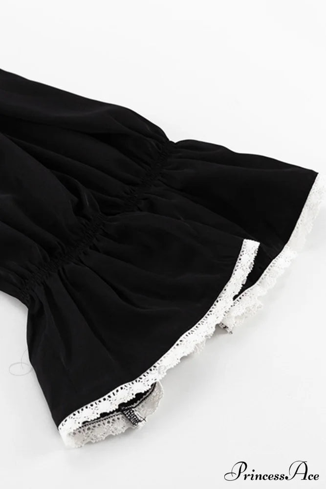 Ruffle Neck Lacework A-Line Dress