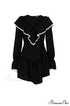 Ruffle Neck Lacework A-Line Dress