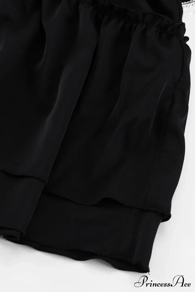Ruffle Neck Lacework A-Line Dress