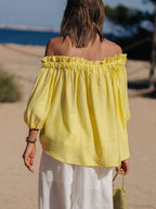 Ruffled Off-Shoulder Solid Blouse