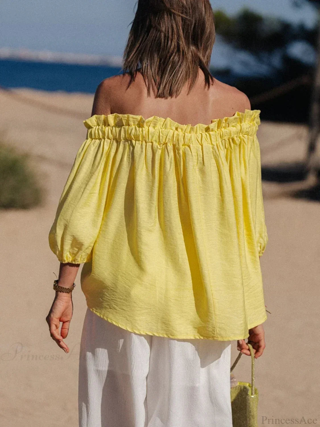 Ruffled Off-Shoulder Solid Blouse