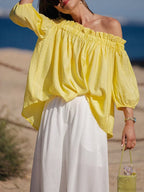 Ruffled Off-Shoulder Solid Blouse