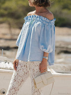 Ruffled Off-Shoulder Solid Blouse