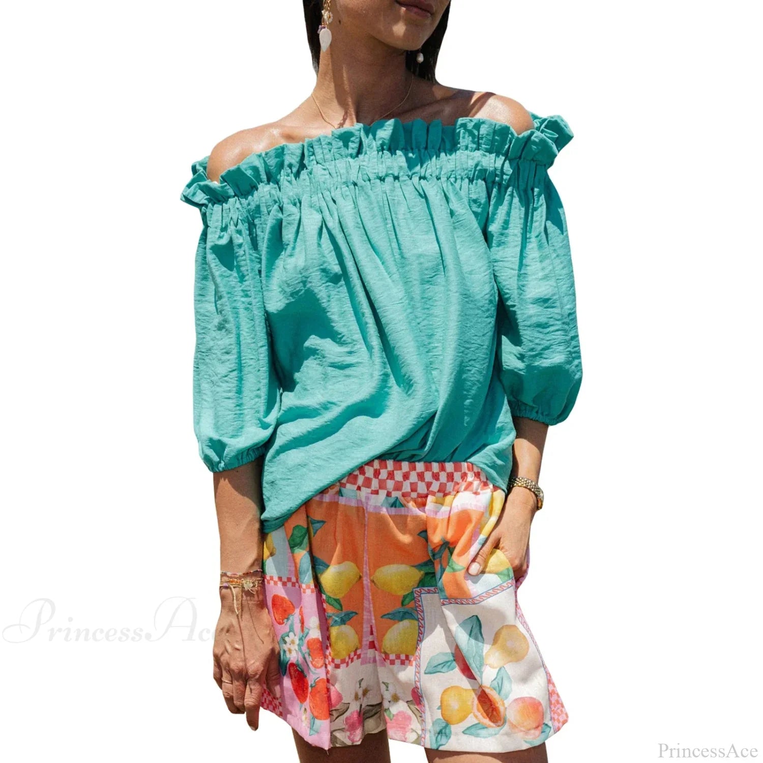 Ruffled Off-Shoulder Solid Blouse