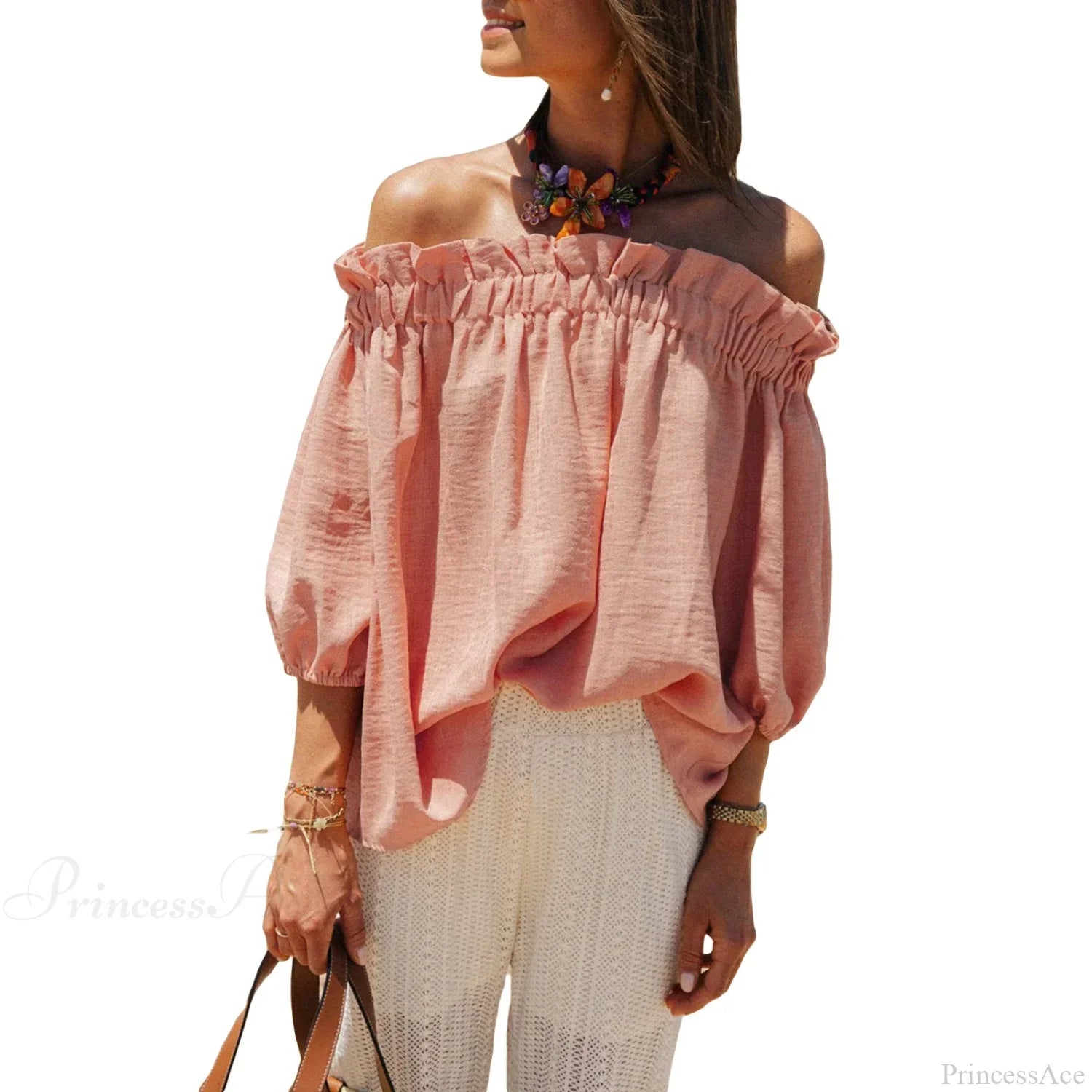 Ruffled Off-Shoulder Solid Blouse