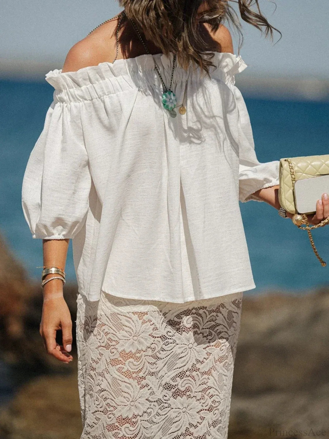 Ruffled Off-Shoulder Solid Blouse