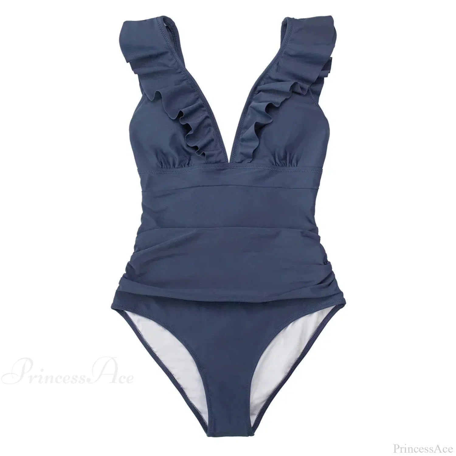 Ruffled V-Neck Lace Up Monokini One Piece Set