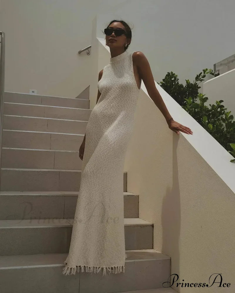 Ruffles Backless Maxi Dress