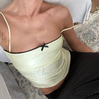 Satin Cami Bow Charming Backless Tie-Up Top