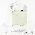 Satin Cami Bow Charming Backless Tie-Up Top