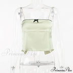 Satin Cami Bow Charming Backless Tie-Up Top