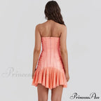 Satin Lace Up Charming Bandage Strapless Mini Dress