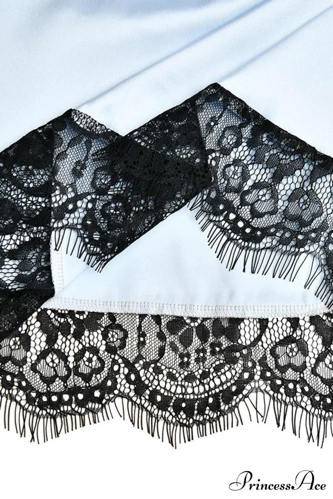 Satin Mini Dress With Lace Patchwork
